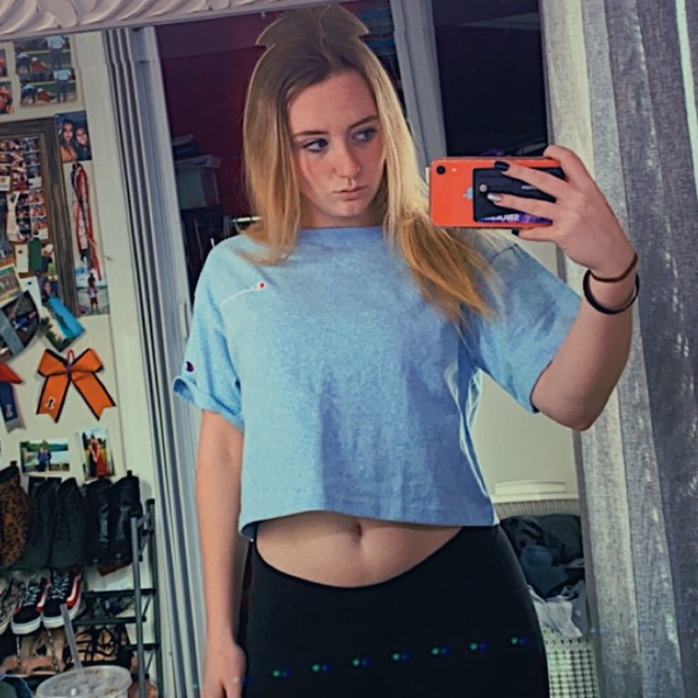Baby blue Champion crop top